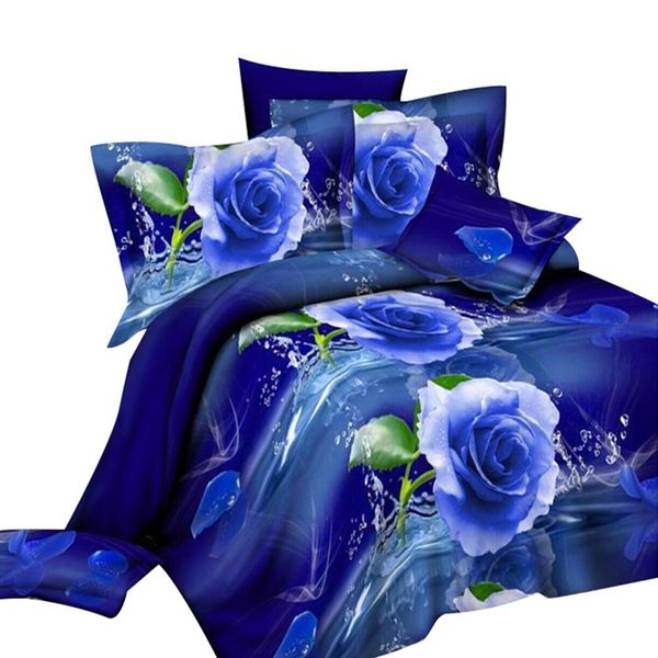 

new 2pcs rose printed pillow case cushion cover with bed sheet bedclothes set decor