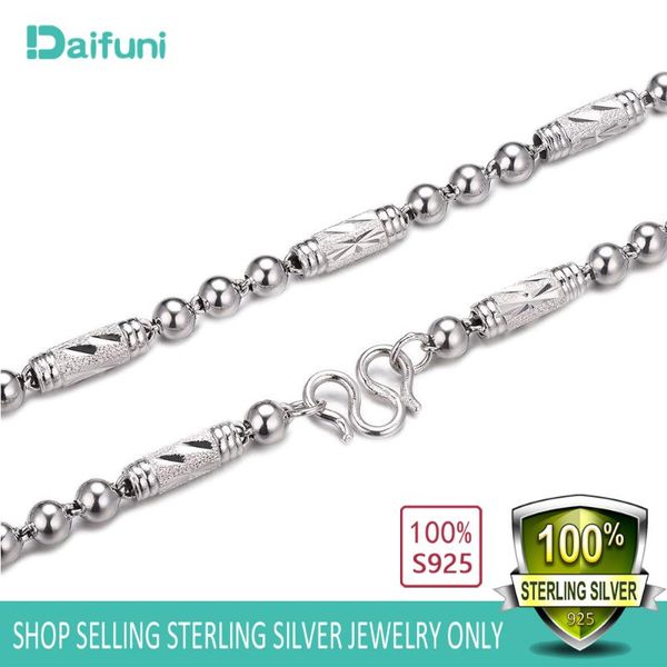 

european men wedding necklaces100% s925 sterling silver 3/4/5/6mm beads bamboo chain fashion 925 silver necklace dubai jewelry