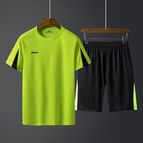 

men outdoor sport running set breathable summer running sport suits 2-3, Black;blue