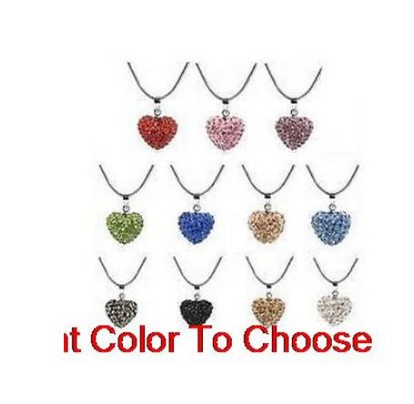

gfgt3n silver plated pave heart necklace rhinestones men women jewelry pendant multicolor snake chain crystal