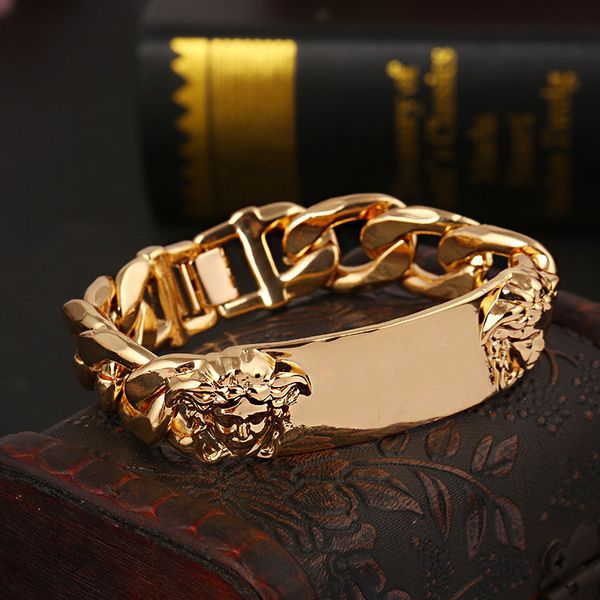 

brand charm bracelets with women head pendant gold punk style couple bracelets alloy metal bracelet bangle for women men jewelry dhl, Golden;silver