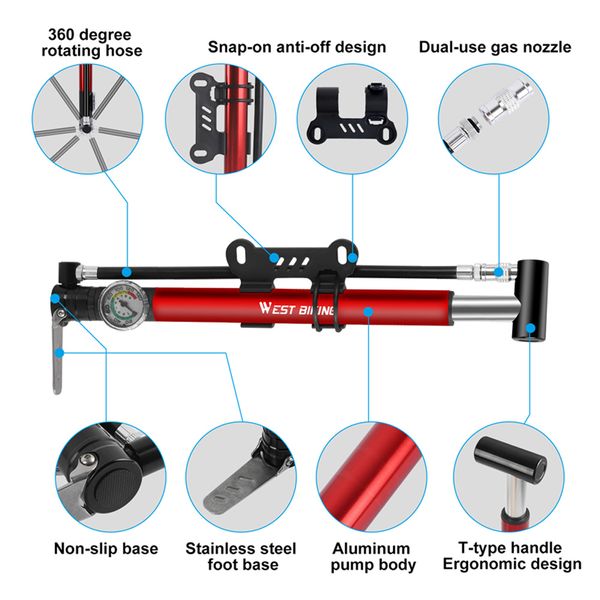 

wheel bicycle pump tyre gauge inflator handheld portable cycling riding