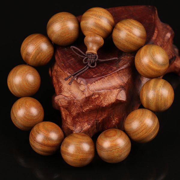 

buddhist wooden bracelets ,natural green sandalwood bead bracelet,prayer big bead mala bracelet women men jewelry, Black
