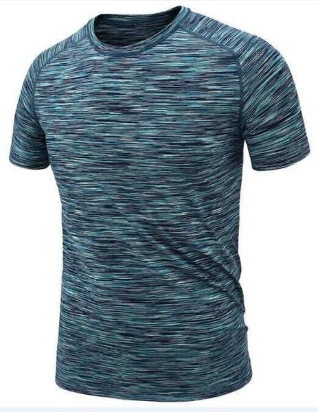 

2019 men's tight clothes running short-sleeved quick-drying t-shirt 396, Black;blue