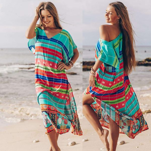 

2020 new long boho dress sarongs bathing suit cover up robe plage beach wear women plus size swimwear pareo beach cover up