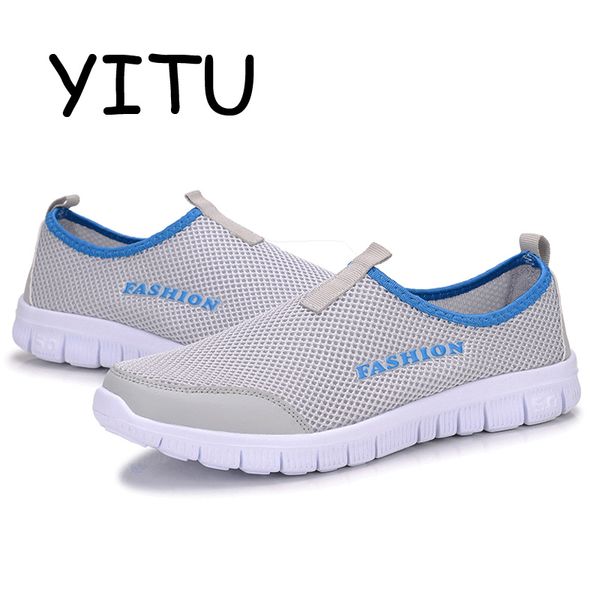 

yitu red slip-on woman sneakers super light running shoes sport outdoor men's blue breathable mesh running shoes large size
