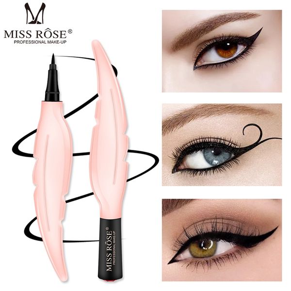 

miss rose waterproof natural fast dry black eye liner not easy to smudge long-lasting eyeliner wholesale leaves shape fine black eyeliner