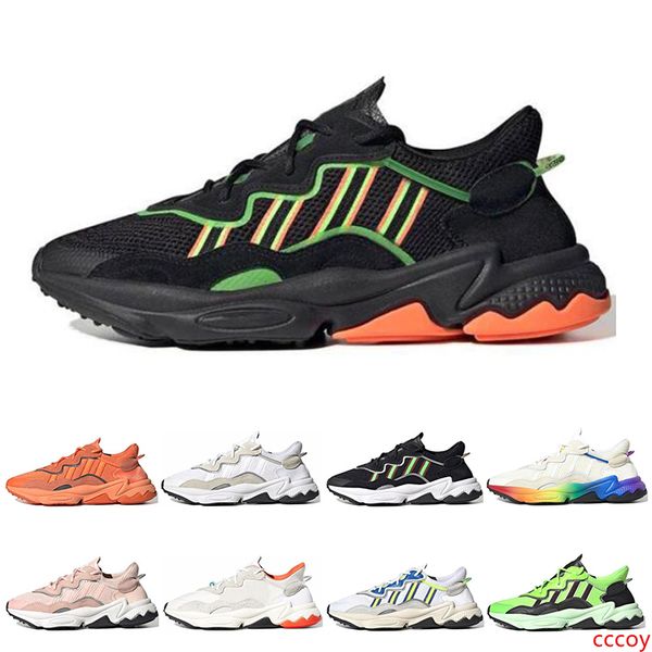 

fashion ozweego casual shoes men women pride 3m reflective neon green solar yellow halloween tones core black sports sneakers 36-45