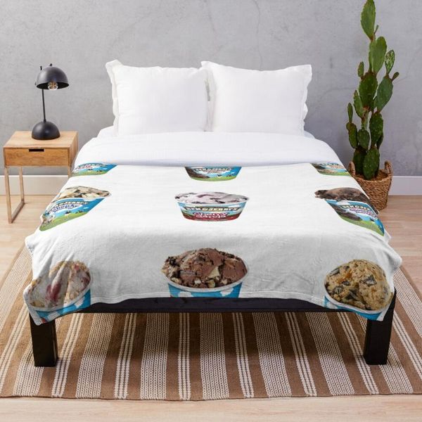 

blankets ben and jerry s sticker pack throw blanket soft sherpa bed sheet single knee office nap
