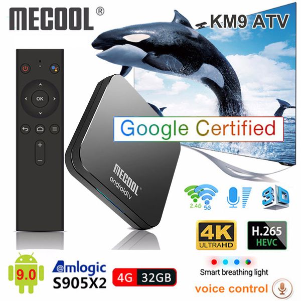 

mecool km9 про атв андроид 9.0 смарт-коробка tv встроенный s905x2 4 гб ddr4 и 32 гб 2.4 г/5 г беспроводной бт и hdmi 2.1 телеприставки