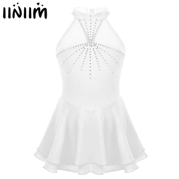 

kids girls ballerina costumes 2020 sparkly rhinestone mesh splice figure skating dress ice ballet dance gymnastics leotard dress, Black;red