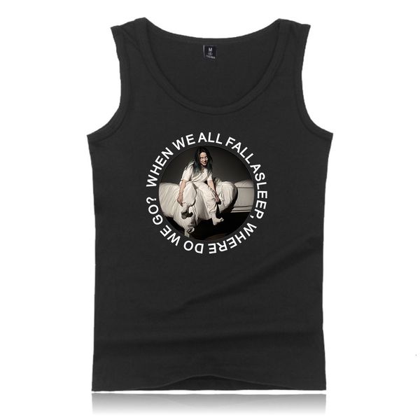 

eilish billie trend leisure time men and women vest, Black;green