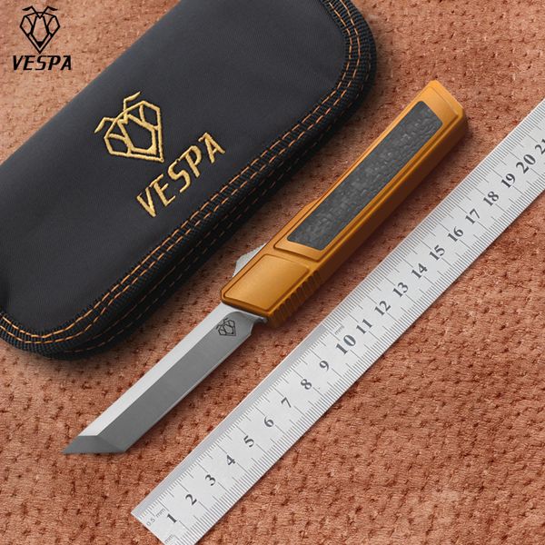 

High quality VESPA Ripper Knife Blade:D2(Satin) Handle:7075Aluminum + CF,Outdoor camping survival knives EDC tools