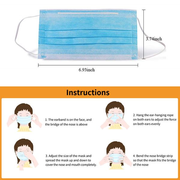 

3-ply disposable face mask for used in offices and households sensitive to pets, and crowded places, with elastic earloop