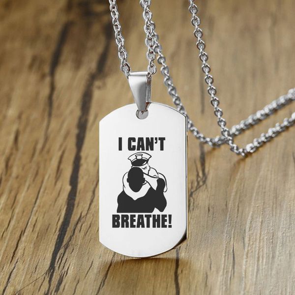 

10pc/lot men's necklace i cant breathe chain stainless steel necklace 2020 necklace for women girl2, Silver