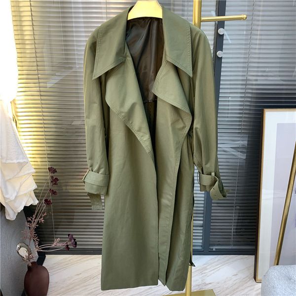 

autumn winter women loose long coat turn-down collar long windbreaker outwear 2019 fashion, Tan;black