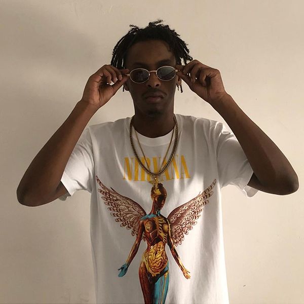 

19fw kanye angel printed tee fashion street скейтборд короткие рукава лето casual solid t-shirt hip hop дышащий tee hfymtx627, White;black