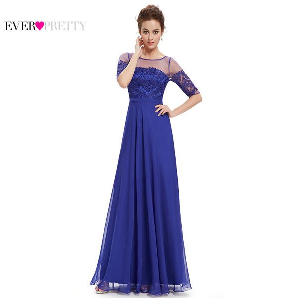 

ever pretty elegant women evening dresses with half sleeve a-line chiffon lace appliques backless tulle party evening dress, White;black