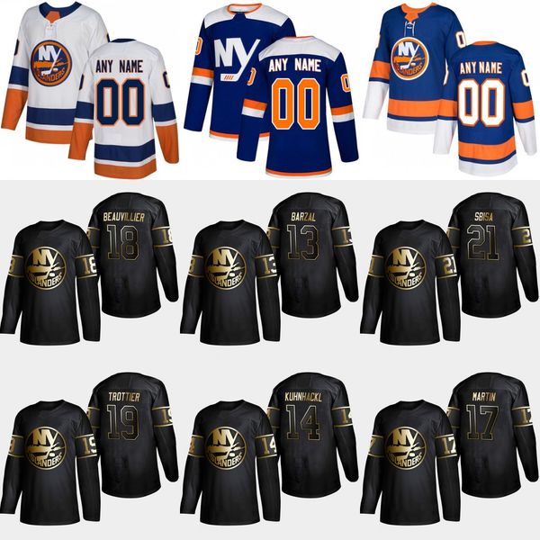 

19 Bryan Trottier 2019 Gold Black New Islanders 21 Luca Sbisa 13 Mathew Barzal Anthony Beauvillier Matt Martin Tom Kuhnhackl Jersey