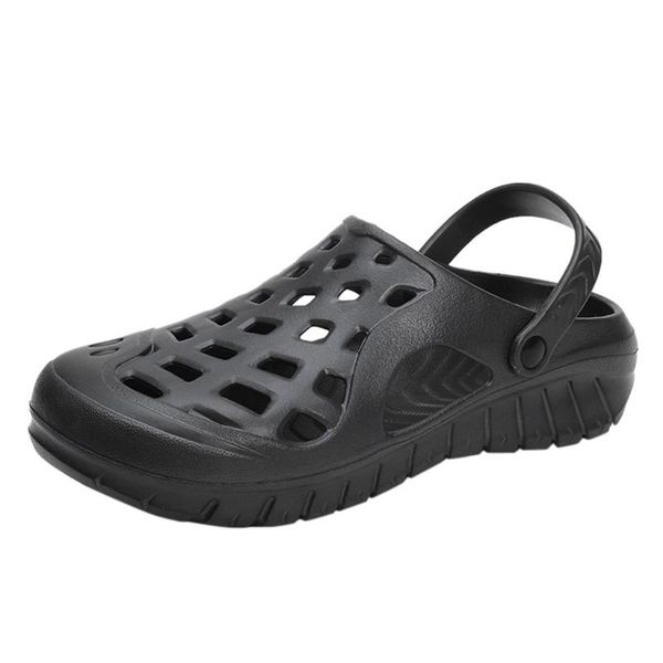 

2020 summer men's student casual beach shoes hole shoes couple thick bottom slip breathable comfortable sandals, Black