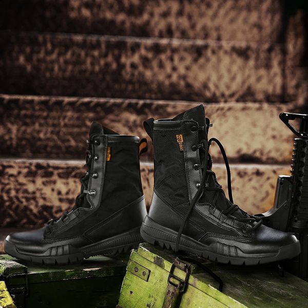 

cimim men boots genuine leather winter boots men work shoes outdoor tactical botines hombre, Black