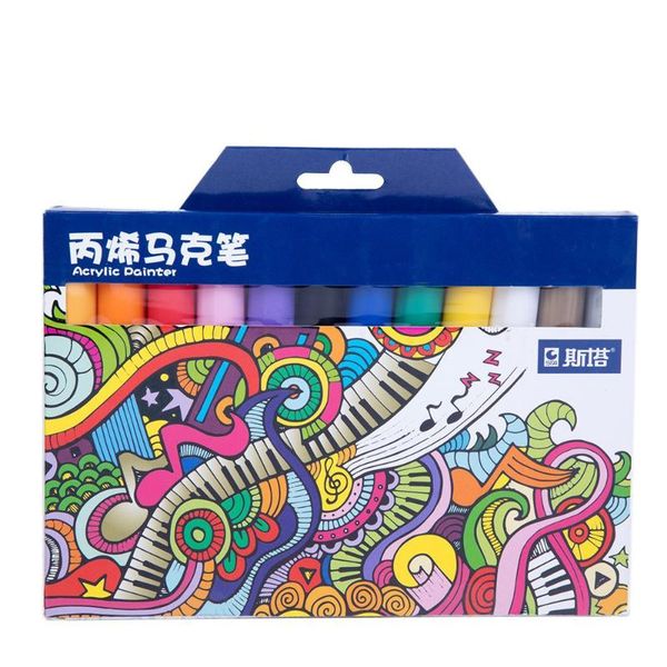 

12/24 colors creative acrylic marker pen, highlighter waterproof hand diy painting marker pen for art design school supplies
