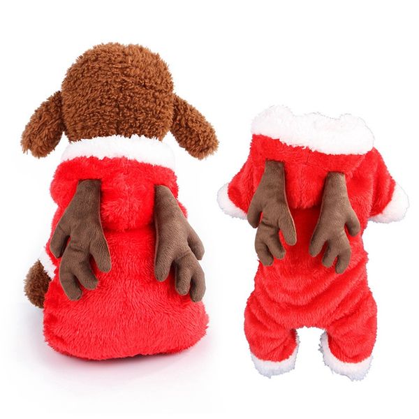 Brasão rena Jumpsuit Natal Elk fantasia de cachorro Inverno Hoodie Roupa férias Vestuário Outfit filhote de cachorro roupas Dog Pet