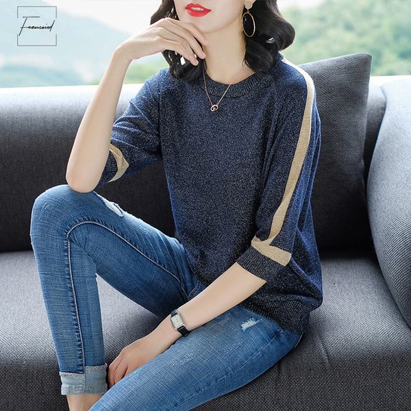 

sweater thin women short sleeve pullover women fashion bright silk sweaters 2019 women knitted sweaters femme, White;black