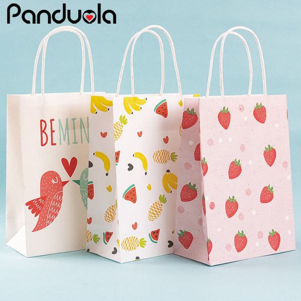 

3pcs 15x21x8cm cartoon paper bags with handles wedding favors and gifts for guests candy box and gift bags packaging