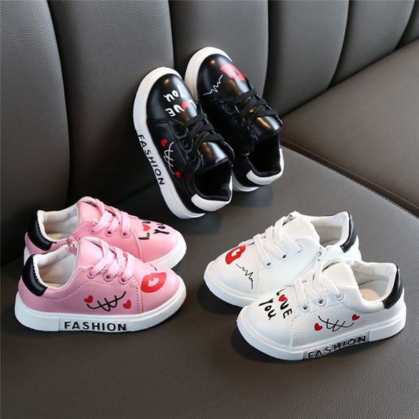

toddler children flat shoes toddler kids boys girls sneakers fashion sport shoes cute casual letters soft for kids, Black;red