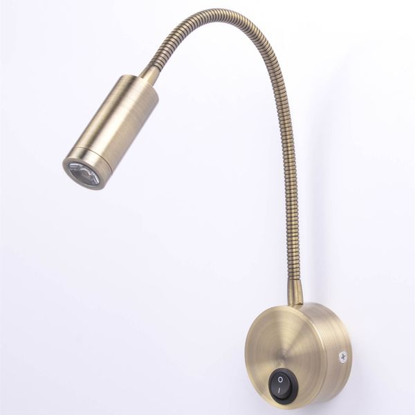 Topoch Bronze Schwanenhals-Leseleuchte, LED-Lampen, 3 W, AC 100–240 V, flexible Wandleuchte, fokussierter Strahl, augenschonend für Arbeit und Studium, einfacher Anschluss