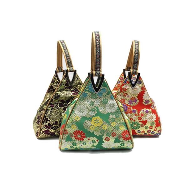 

wristlet triangle bag embroidery handbags women clutch handy bags portable flowers dropshipping