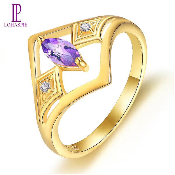 

yellow gold plated solid 925 sterling silver ring for women's gift natural gemstone amethyst african fine fashion wedding bride jewelry, Black