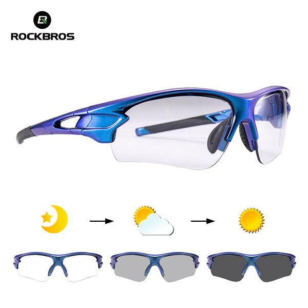 

rockbros cycling pchromic sports glasses blue-purple gradient frame ultralight uv400 hiking sunglasses goggles glasses bike
