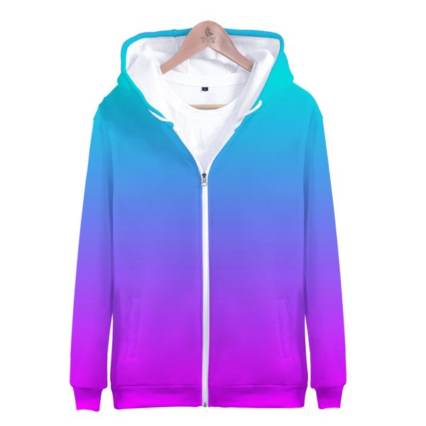 

rainbow zipper hoodies men's sweatshirt custom colourful gradient hoodie mens solid color hooded men/women 3d purple design coat, Black
