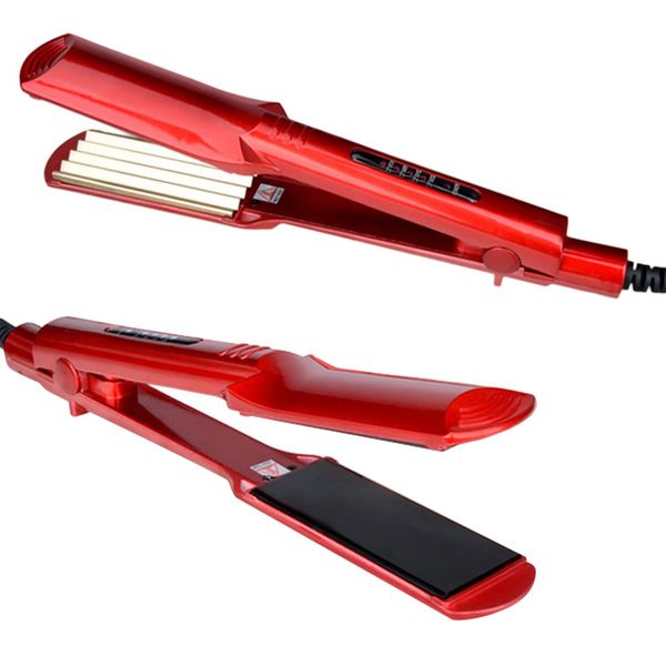 

multifunctional wet dry dual use hair curling iron multifunction corrugated flat iron corn plate heated roller/hair straightener, Black