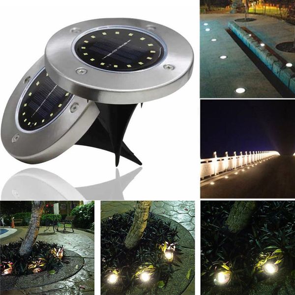 LEDs terra Luz Solar Garden Lights 16 LED Lighting Waterproof Caminho do jardim Lâmpada solar para Quintal Driveway Lawn Decoration Lamp