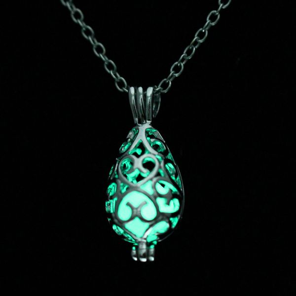 

drip form hollow out luminescence necklace woman diy noctilucent pearl accessories yiwu small ornaments, Silver
