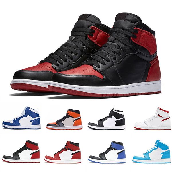

2019 new 1 basketball shoes men 1s 3 black toe chicago bred toe black white shattered backboard shadow multicolor sneakers size 40-46