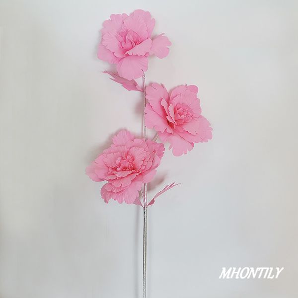 

1.2m long flower branches 3 heads pe peony fake flower decoration christmas wreath flower wall wedding background decor flore