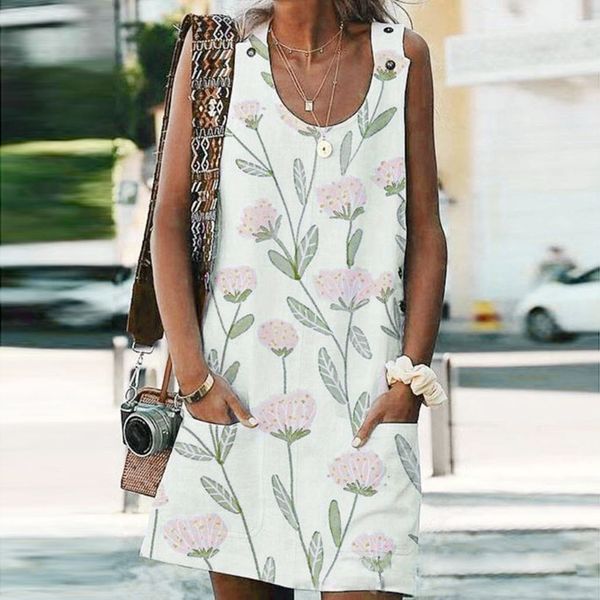 

women boho summer prints button pockets sleeveless dress beach mini dress harajuku office vestidos riverdale kawaii vadim, Black;pink