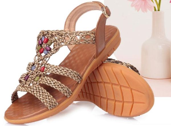 

2019 women's sandals in summer with new style flat bottom @2397, Black