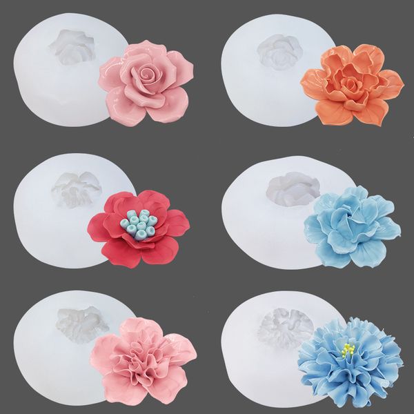 

3d silicone mold flower chocolate fondant cake decoration aromatherapy handmade soap ice moulds candy baking tool