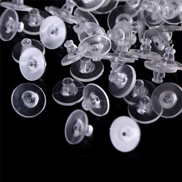 

2019 200 pack clear rubber earring backs plastic earring backings bullet clutch health beauty makeup tools dropship #0610, White;pink