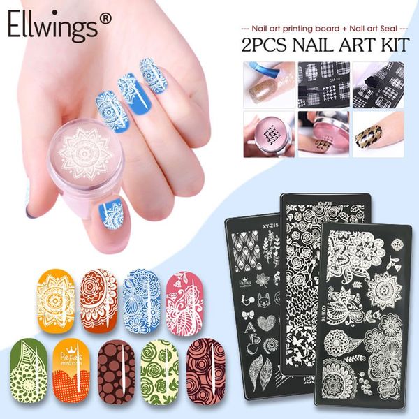 

ellwings new nail stamping plates stamper scraper +chess silicone nail stamper 3d diy designs manicure stamp plate art tool