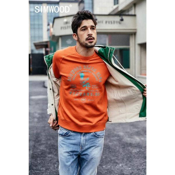

simwood 2019 осень новый hoodie мужчины моды коробки печати 100% хлопок o-шеи высокого качества раглана мужчина плюс размер толстовки 190061, Black