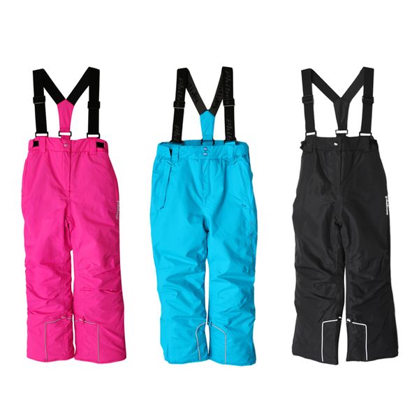 

kids boys girls insulated waterproof ski pants with detachable braces