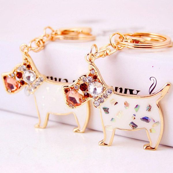 

poodle dog car keychain accessories glitter enamel alloy rhinestone keyring chain alloy animal pendant women handbag charm ring holder, Slivery;golden