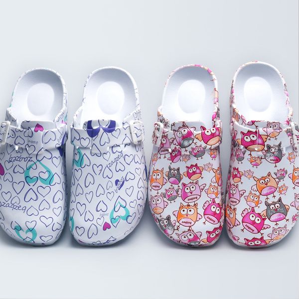 

women's clogs medical slippers surgical sandal nursing hospital surgical anti-slip slipperscartoon workwear lab spa slippers y200520, Black