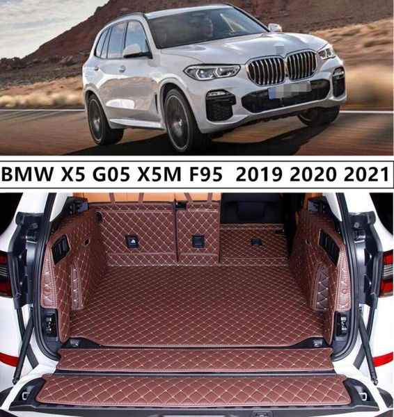 

for x5 g05 x5m f95 2019 2020 2021+ full rear trunk tray liner cargo mat floor protector foot pad mats embroidery leather